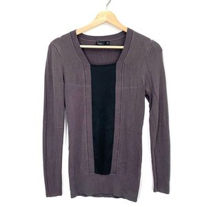 Noir Gray and Black Lightweight Long Sleeve Square Neckline Sweater Size Medium